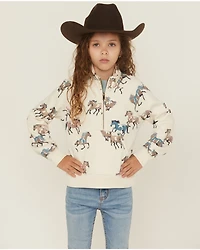 Shyanne Girls' Horse Print Half Zip Pullover