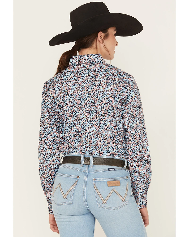 Panhandle Women's Printed Long Sleeve Pearl Snap Stretch Western Shirt