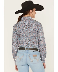 Panhandle Women's Printed Long Sleeve Pearl Snap Stretch Western Shirt