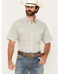 Ely Walker Men's Medallion Print Short Sleeve Snap Western Shirt