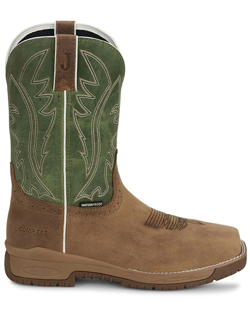 Justin Men's 11" Nitread Waterproof Work Boots  - Nano Composite Toe