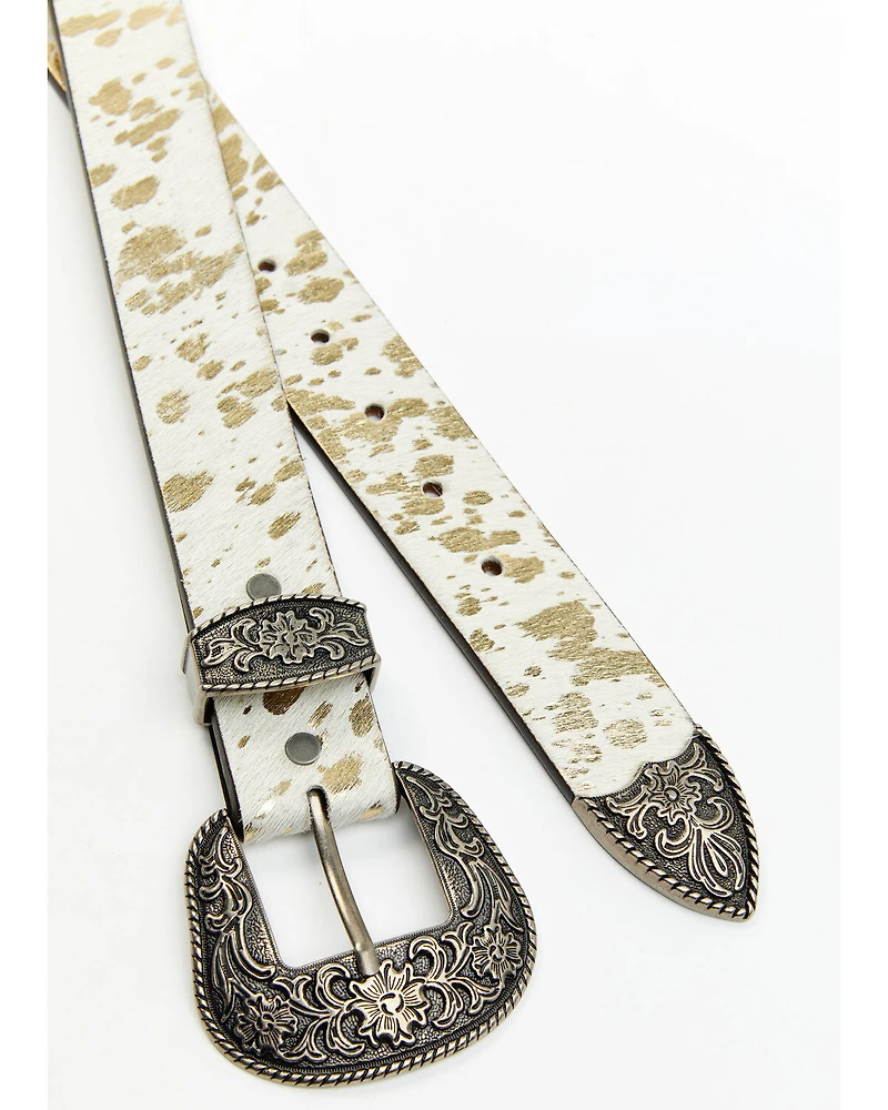 Shyanne Women's Foil Hair-On Cowhide Belt