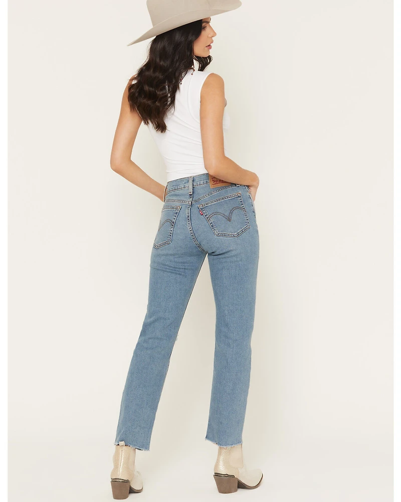 Levi's Women's Night Shift Light Wash High Rise Wedgie Straight Stretch Denim Jeans