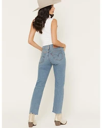 Levi's Women's Night Shift Light Wash High Rise Wedgie Straight Stretch Denim Jeans