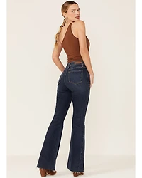 Cello Women's Dark Wash High Rise Flare Jeans