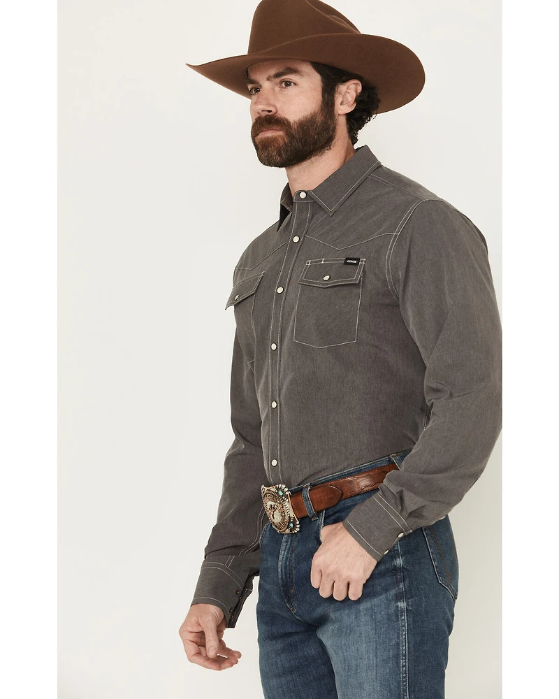 Cinch Men's Solid Long Sleeve Snap Performance Western Shirt