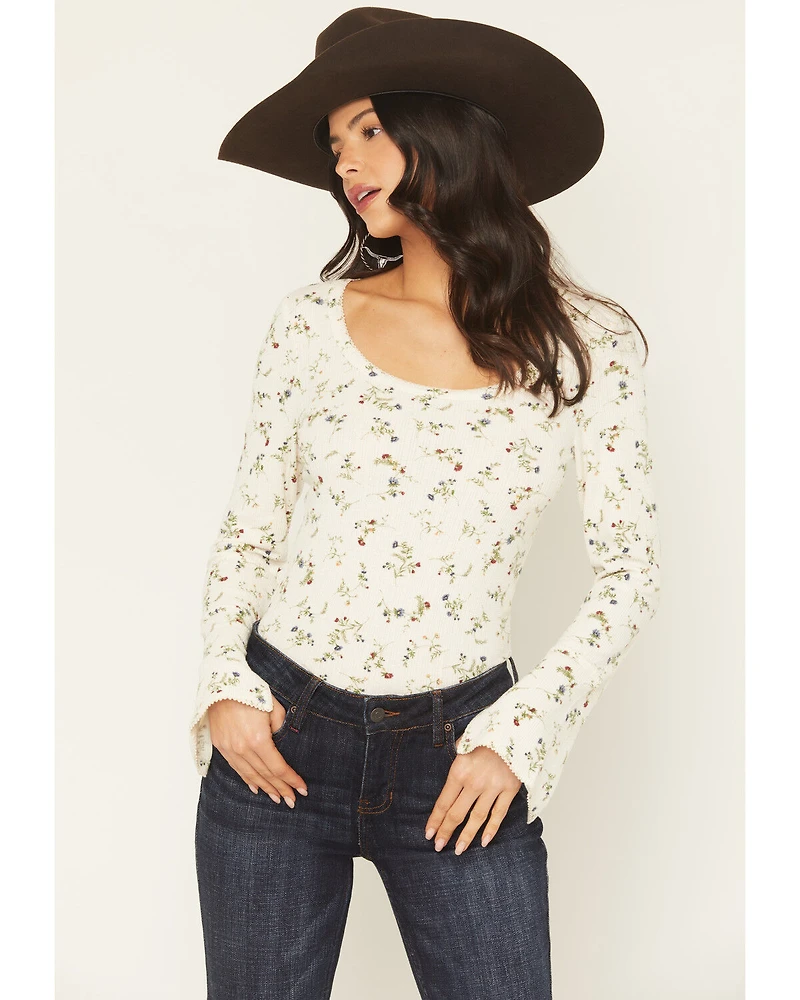 Idyllwind Women's Harborwood Floral Print Bell Long Sleeve Top