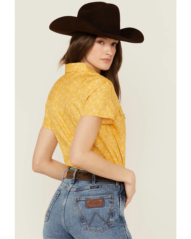 Wrangler Retro Women's Floral Print Short Sleeve Pearl Snap Western Shirt