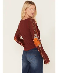 Free People Women's Amara Floral Print Long Sleeve Top