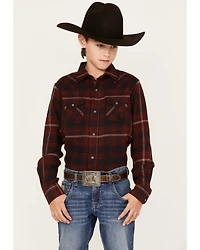 Ariat Boys' Retro Heather Plaid Print Long Sleeve Snap Shirt