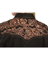 Scully Women's Floral Embroidered Long Sleeve Western Shirt