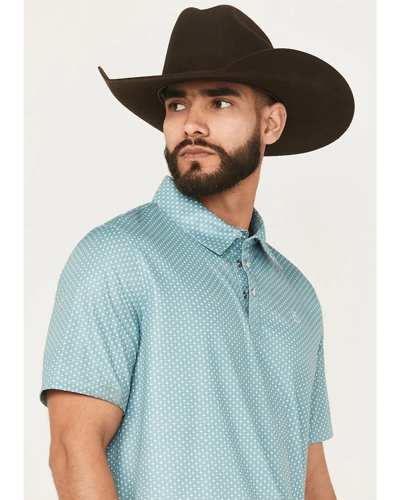 Panhandle Slim Men's Geo Print Short Sleeve Snap Performance Polo Shirt