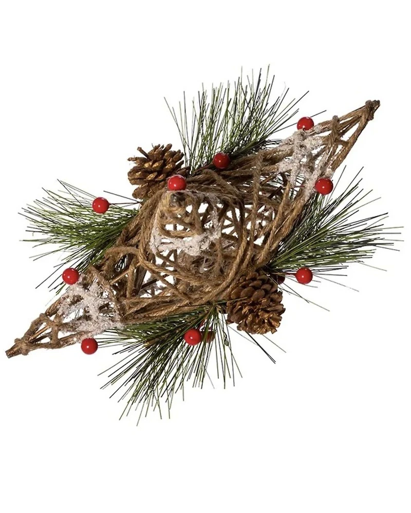 Kurt Adler 11" Un-Lit Natural Star With Pinecones Treetop