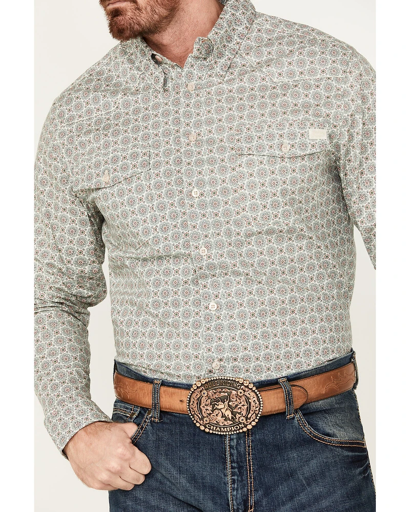 Justin Men's Boot Barn Exclusive JustFlex Medallion Print Long Sleeve Button-Down Western Shirt