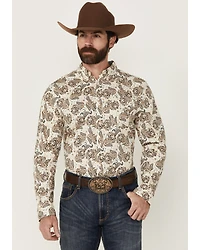 Cody James Men's Kendall Paisley Print Long Sleeve Button-Down Stretch Western Shirt