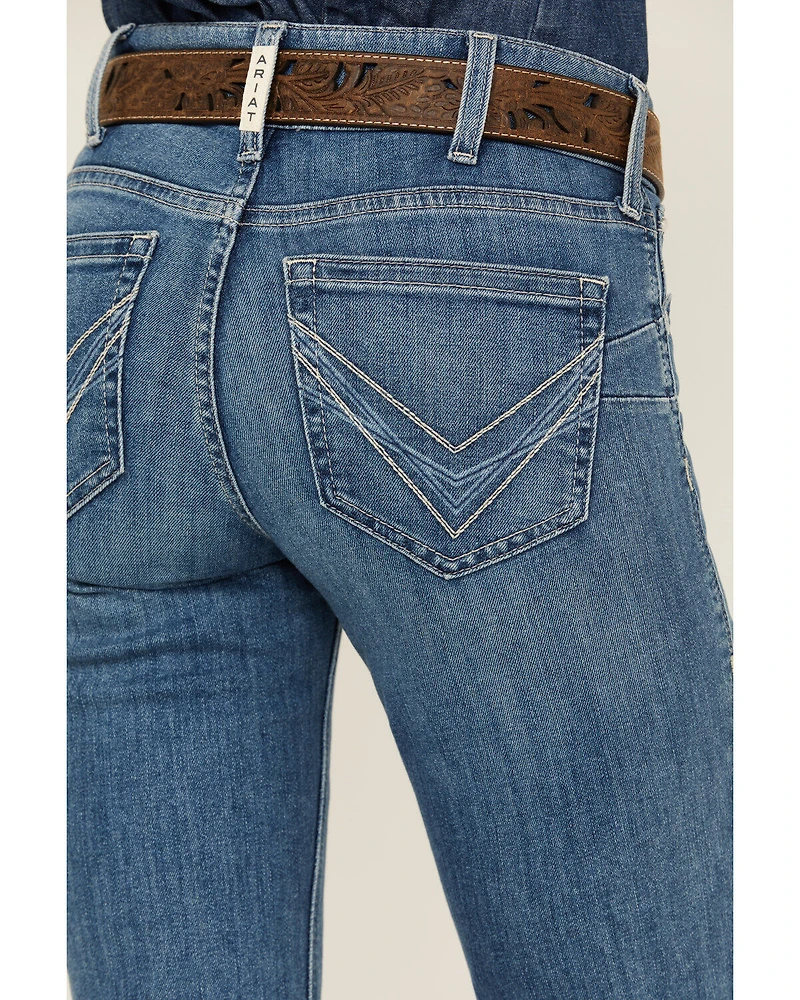 Ariat Women's R.E.A.L Medium Wash Perfect Rise Clover Straight Jeans