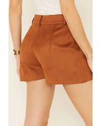 Saints & Hearts Women's Tan Faux Suede Star Shorts