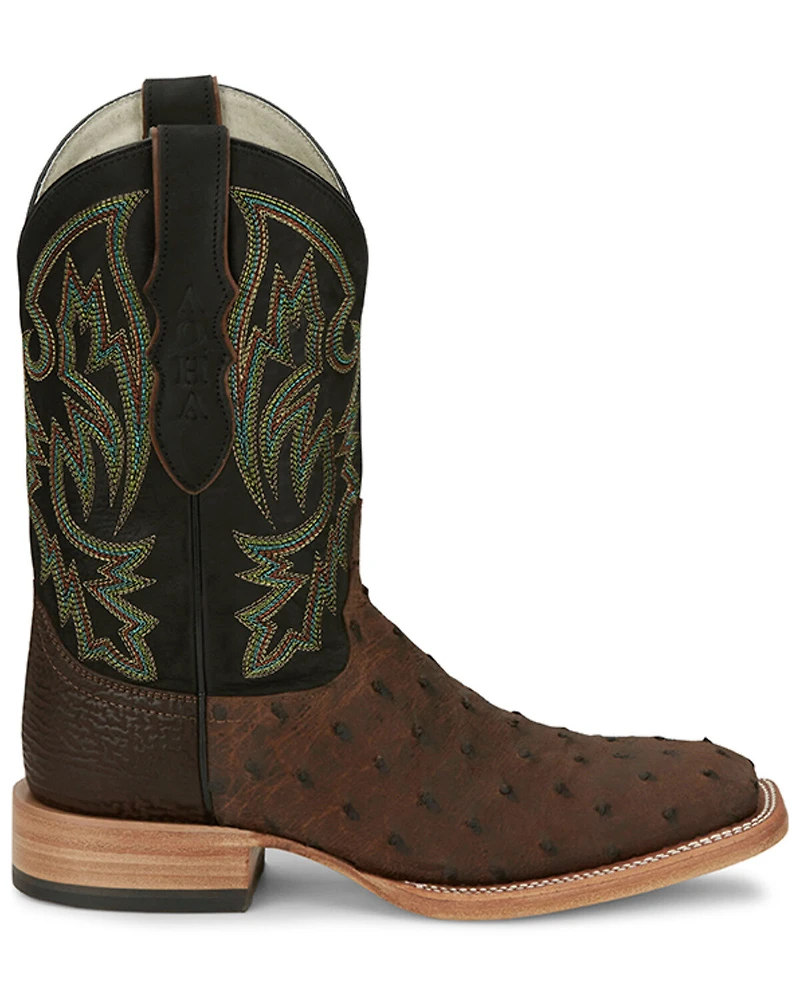 Justin Men's King Kango Exotic Full-Quill Ostrich Western Boots - Broad Square Toe