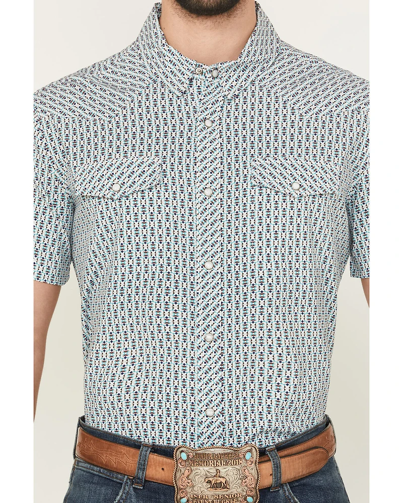 Panhandle Men's Geo Print Short Sleeve Snap Performance Western Shirt