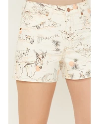 Wrangler Women's High Rise Sundown Printed Cowboy Stretch Denim Shorts