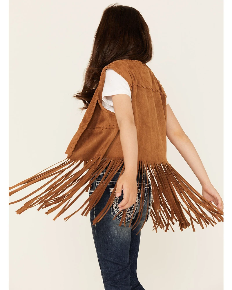 Fornia Little Girls' Fringe Faux Suede Vest