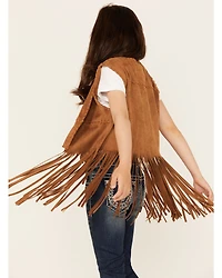 Fornia Little Girls' Fringe Faux Suede Vest