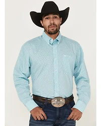 Wrangler Men's Geo Print Long Sleeve Button-Down Stretch Western Shirt