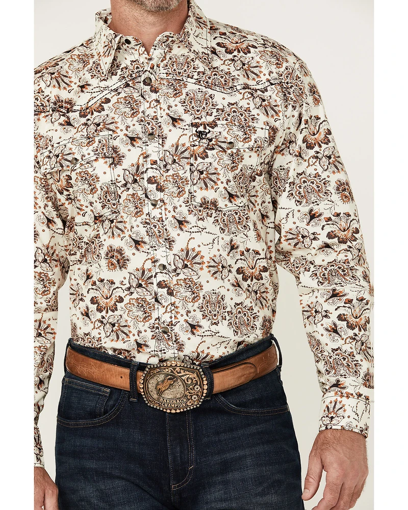 Cowboy Hardware Men's Peacock Paisley Print Long Sleeve Snap Western Shirt