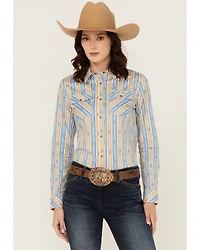 Shyanne Women's Serape Striped Long Sleeve Snap Stretch Western Shirt