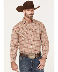 Rough Stock by Panhandle Men's Plaid Print Long Sleeve Pearl Snap Western Shirt