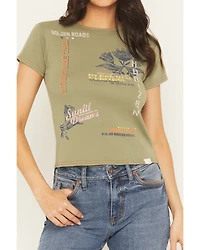 Cleo + Wolf Women's Solid Short Sleeve Graphic Baby Tee