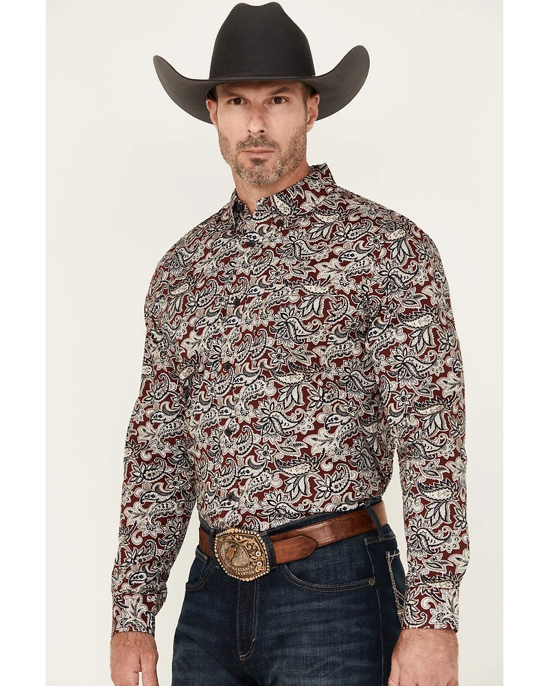 Cody James Men's Max Paisley Print Long Sleeve Button-Down Stretch Western Shirt