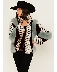 Azalea Wang Women's Inez Striped Faux Fur Jacket