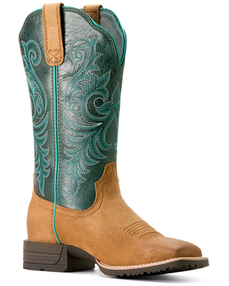 Ariat Women's Hybrid Ranch Time Roughout Performance Western Boots - Broad Square Toe