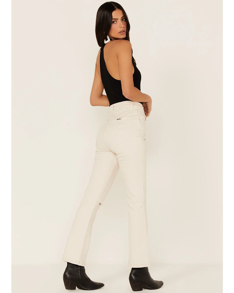 Rolla's Women's High Rise Distressed Cropped Dusters Bootcut Jeans