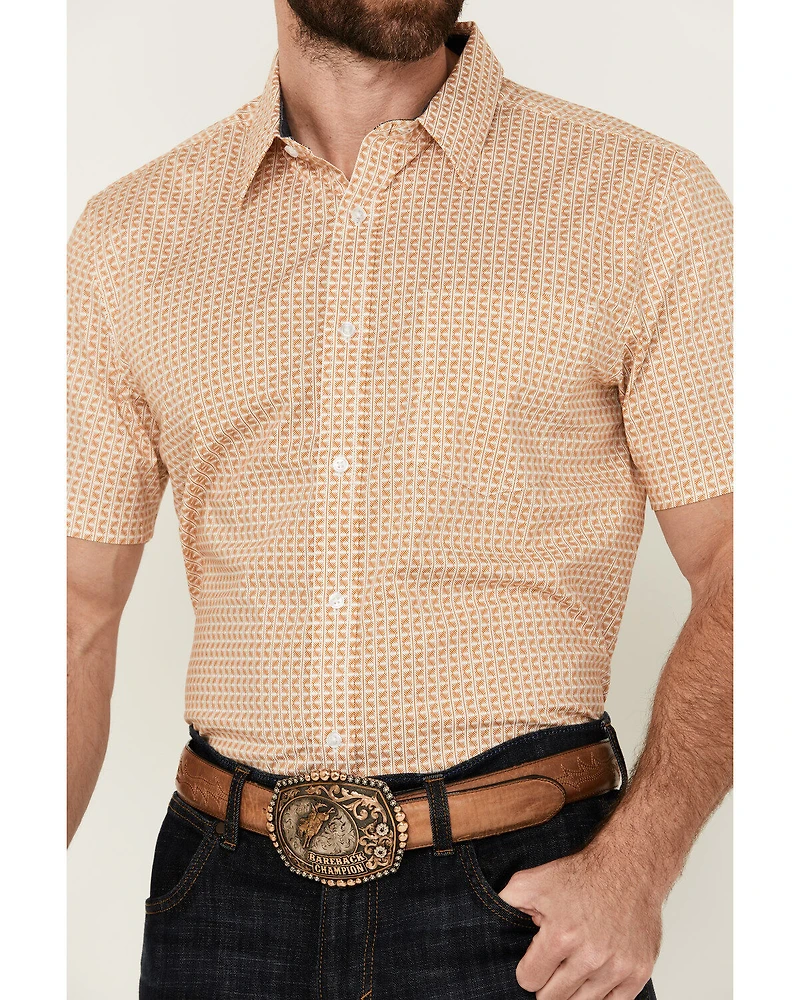 Cody James Men's Gold Coast Geo Print Short Sleeve Button-Down Stretch Western Shirt