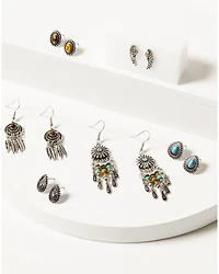 Shyanne Women's Bisbee Falls 6-Piece Silver Beaded Wings Earrings Set