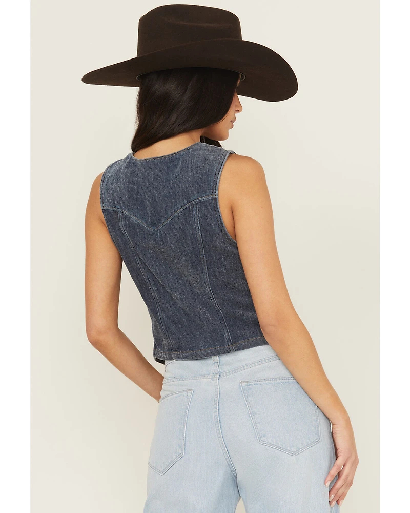 Wrangler Retro Women's Medium Wash Chenille Denim Vest