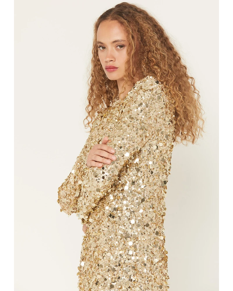 Show Me Your Mumu Women's Maddison Long Sleeve Sequins Mini Dress