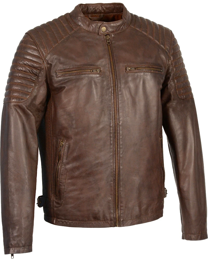 Milwaukee Leather Men's Quilted Shoulders Snap Collar Jacket - 5X
