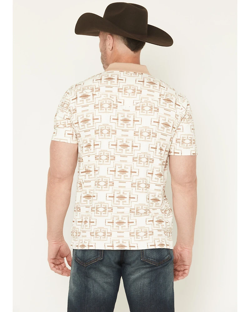 RANK 45® Men's Shoot All Over Southwestern Print Short Sleeve Button-Down Polo