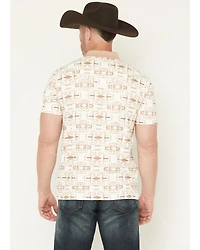 RANK 45® Men's Shoot All Over Southwestern Print Short Sleeve Button-Down Polo