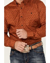 RANK 45® Men's Rough Neck Geo Print Long Sleeve Button-Down Stretch Western Shirt