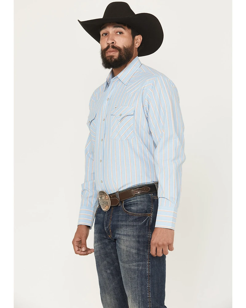 Ely Walker Men's Striped Print Long Sleeve Snap Western Shirt