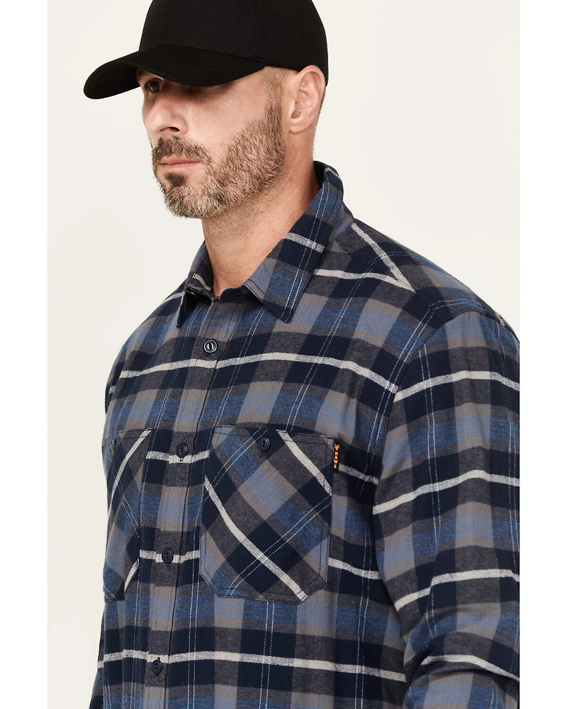 Hawx Men's Ball Plaid Print Long Sleeve Button-Down Flannel Work Shirt