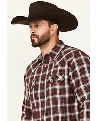 Moonshine Spirit Men's Red Dawn Plaid Print Long Sleeve Snap Western Shirt