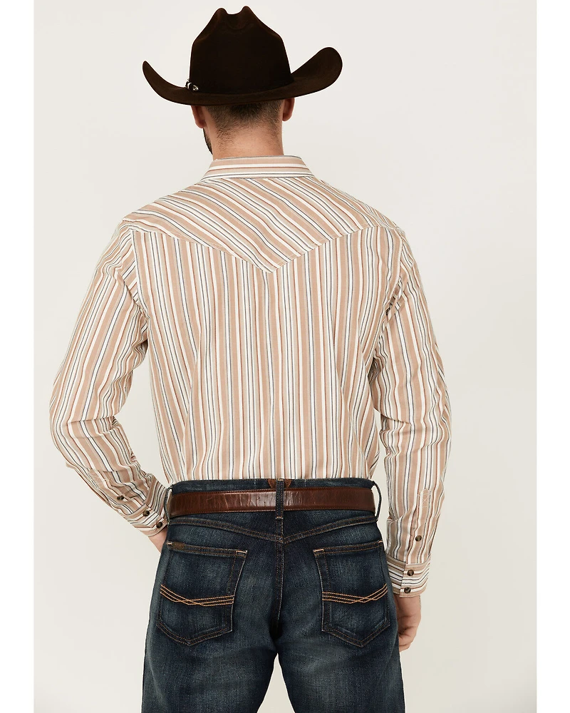 Cody James Men's Tough Guy Dobby Striped Print Long Sleeve Snap Western Shirt