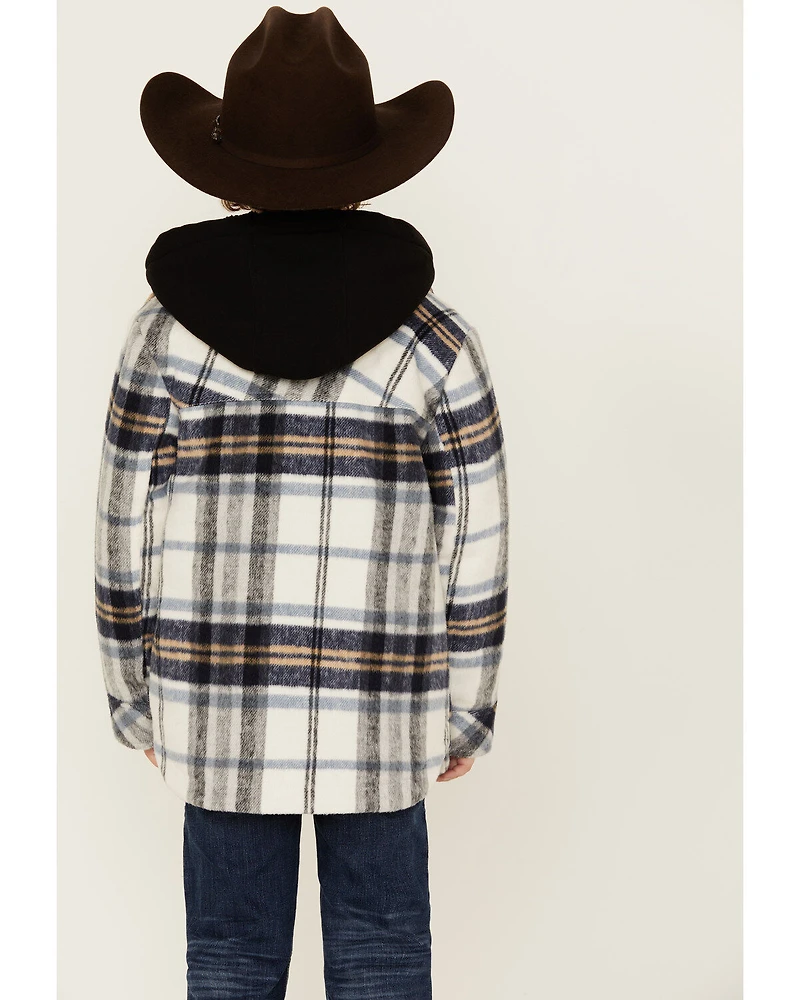 Urban Republic Little Boys' Plaid Print Sherpa Lined Hooded Shirt Jacket