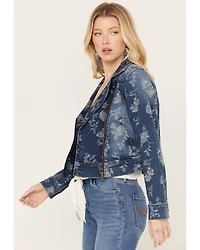 Idyllwind Women's Floral Drive Print Denim Moto Jacket