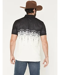 RANK 45® Men's Elko Southwestern Border Print Short Sleeve Button-Down Polo Shirt